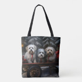 Havanese Sneeuwslee Kerst Decor Tote Bag (Achterkant)