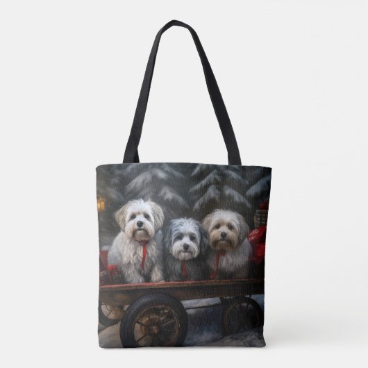 Havanese Sneeuwslee Kerst Decor Tote Bag (Achterkant)