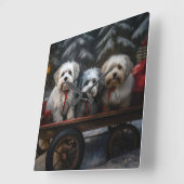 Havanese Sneeuwslee Kerst Decor Vierkante Klok (Hoek)
