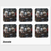 Havanese Sneeuwslee Kerst Decor Vierkante Sticker (Vel)