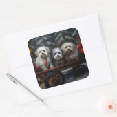 Havanese Sneeuwslee Kerst Decor Vierkante Sticker (Envelop)