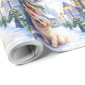 Havanese Snowy Village Walk Santa Hat Christmas Cadeaupapier (Rol Hoek)