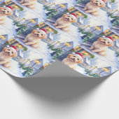 Havanese Snowy Village Walk Santa Hat Christmas Cadeaupapier (Hoek)