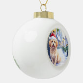 Havanese Snowy Village Walk Santa Hat Christmas Keramische Bal Ornament (Links)