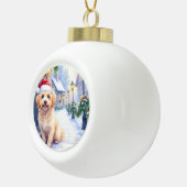 Havanese Snowy Village Walk Santa Hat Christmas Keramische Bal Ornament (Rechts)