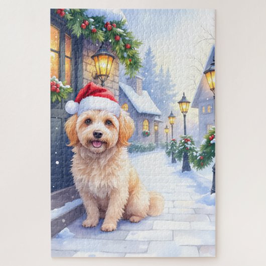 Havanese Snowy Village Walk Santa Hat Christmas Legpuzzel (Verticaal)