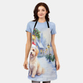 Havanese Snowy Village Walk Santa Hat Christmas Schort (Gedragen)