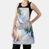 Havanese Snowy Village Walk Santa Hat Christmas Schort (Insitu)