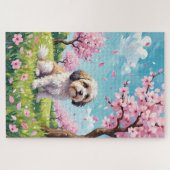 Havanese Spring Cherry Blossom Dog Legpuzzel (Horizontaal)