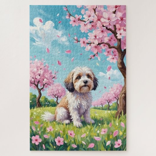 Havanese Spring Cherry Blossom Dog Legpuzzel (Verticaal)