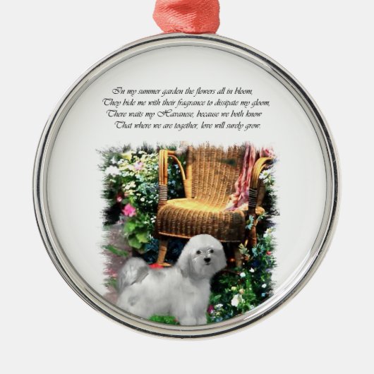 Havanese Summer Garden Metalen Ornament (Voorkant)