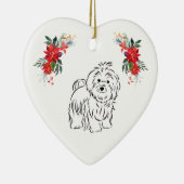 Havanese tekening met naam Poinsettia Keramisch Ornament (Rechts)