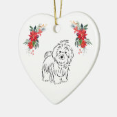 Havanese tekening met naam Poinsettia Keramisch Ornament (Links)