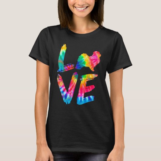 Havanese Tie Dye Liefde Hond Mam Pap T-shirt (Voorkant)