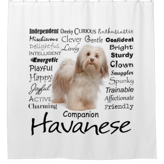 Havanese Traits Shower Curtain Douchegordijn (Voorkant)