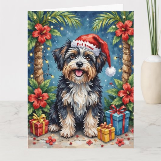 Havanese Tropical Christmas Night Hat Kaart (Voorkant)