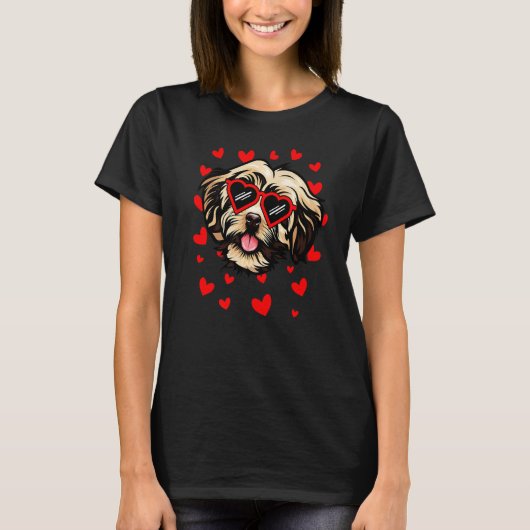 Havanese Valentijnsdag Dog Love Heart Glasses T-shirt (Voorkant)