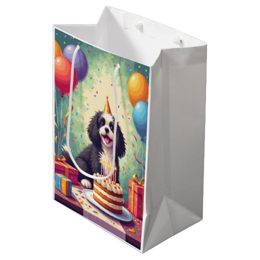 Havanese verjaardagsfeest medium cadeauzakje (Voorkant Gekanteld)