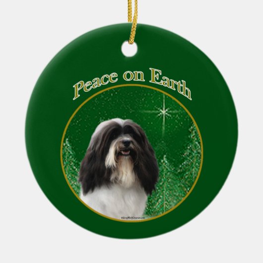 Havanese Vrede Sleutelhanger Keramisch Ornament (Voorkant)