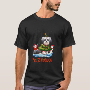 Havanese Vrolijke Kerstboom Lichten Hond X Mas Hon T-shirt