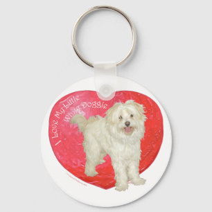 Havanese / Westie Mix Valentijnsdag Sleutelhanger