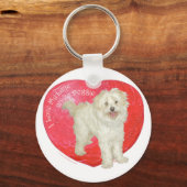 Havanese / Westie Mix Valentijnsdag Sleutelhanger (Voorkant)