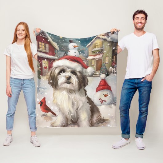 Havanese Winter Wonderland Kerstvreugde Fleece Deken (In situ)