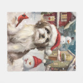 Havanese Winter Wonderland Kerstvreugde Fleece Deken (Voorkant (Horizontaal))