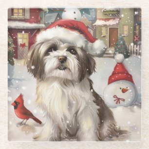 Havanese Winter Wonderland Kerstvreugde Glazen Onderzetter
