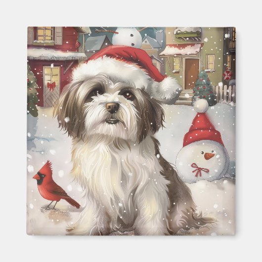 Havanese Winter Wonderland Kerstvreugde Magneet (Voorkant)