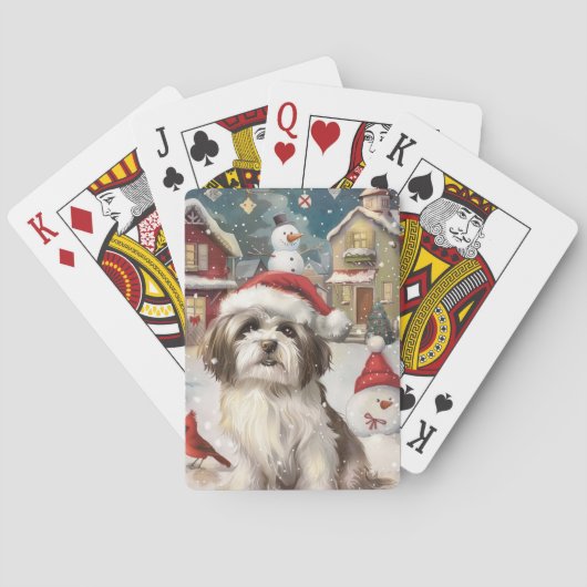 Havanese Winter Wonderland Kerstvreugde Pokerkaarten (Achterkant)