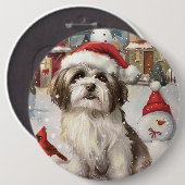 Havanese Winter Wonderland Kerstvreugde Ronde Button 6,0 Cm (Voorkant /achterkant)