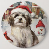 Havanese Winter Wonderland Kerstvreugde Ronde Button 6,0 Cm (Voorkant)