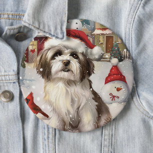 Havanese Winter Wonderland Kerstvreugde Ronde Button 6,0 Cm