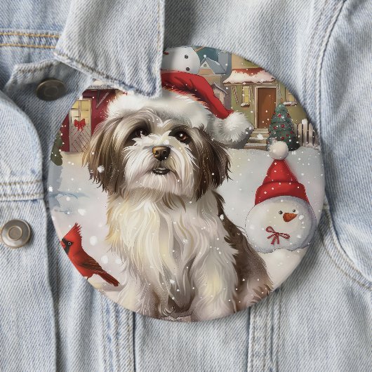 Havanese Winter Wonderland Kerstvreugde Ronde Button 6,0 Cm (In situ)