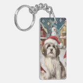Havanese Winter Wonderland Kerstvreugde Sleutelhanger (Voorkant Links)