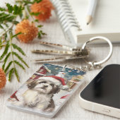 Havanese Winter Wonderland Kerstvreugde Sleutelhanger (Voorkant Rechts)