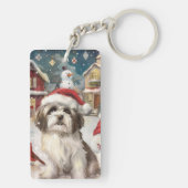 Havanese Winter Wonderland Kerstvreugde Sleutelhanger (achterkant)