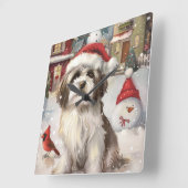 Havanese Winter Wonderland Kerstvreugde Vierkante Klok (Hoek)