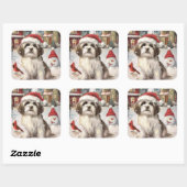 Havanese Winter Wonderland Kerstvreugde Vierkante Sticker (Vel)