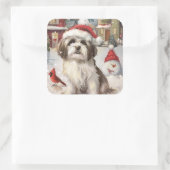 Havanese Winter Wonderland Kerstvreugde Vierkante Sticker (Tas)