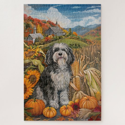 Havanezer Dog Autumn Harvest Thanksgiving Legpuzzel (Verticaal)