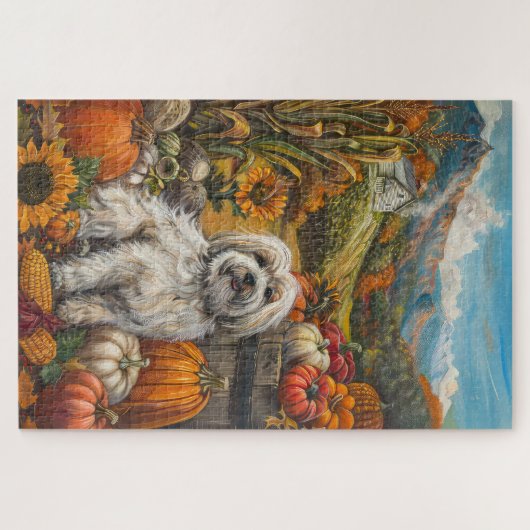 Havanezer Dog Autumn Harvest Thanksgiving Legpuzzel (Horizontaal)