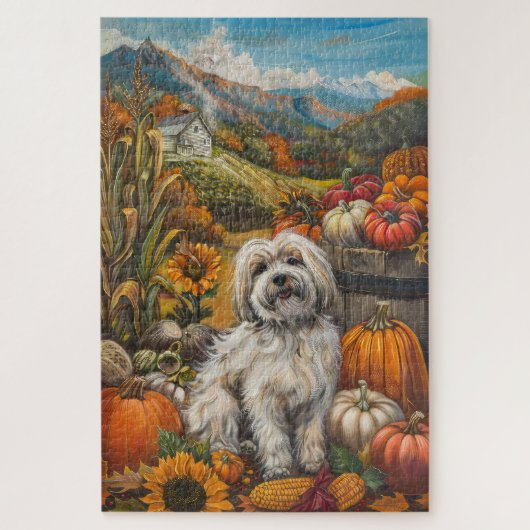 Havanezer Dog Autumn Harvest Thanksgiving Legpuzzel (Verticaal)