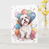 Havanezer Dog Birthday Party Wenskaart Kaart (Gele Bloem)
