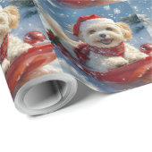 Havanezer Hond in Sledge Laat het Sneeuw Kerstmis Cadeaupapier (Rol Hoek)