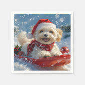 Havanezer Hond in Sledge Laat het Sneeuw Kerstmis Servet (Voorkant)
