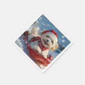 Havanezer Hond in Sledge Laat het Sneeuw Kerstmis Servet (Hoek)