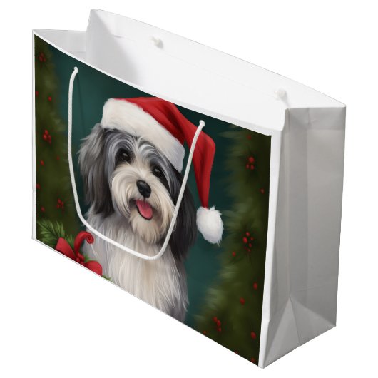 Havanezer Hond in Sneeuw Kerstmis Groot Cadeauzakje (Voorkant Gekanteld)