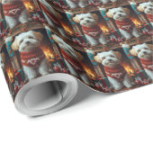 Havanezer hond met kerstcadeaus cadeaupapier (Rol Hoek)